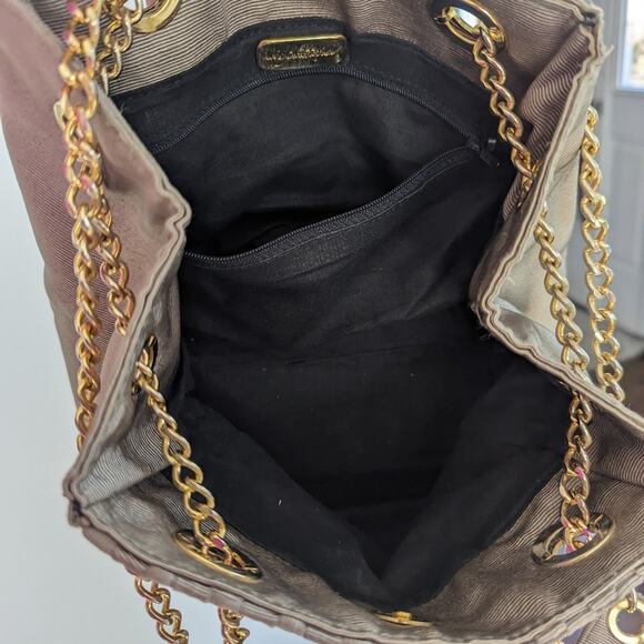 VintageWomen's Inge Christopher Braided Purse Shoulder Bag Taupe Grey Quilted - Picture 7 of 10